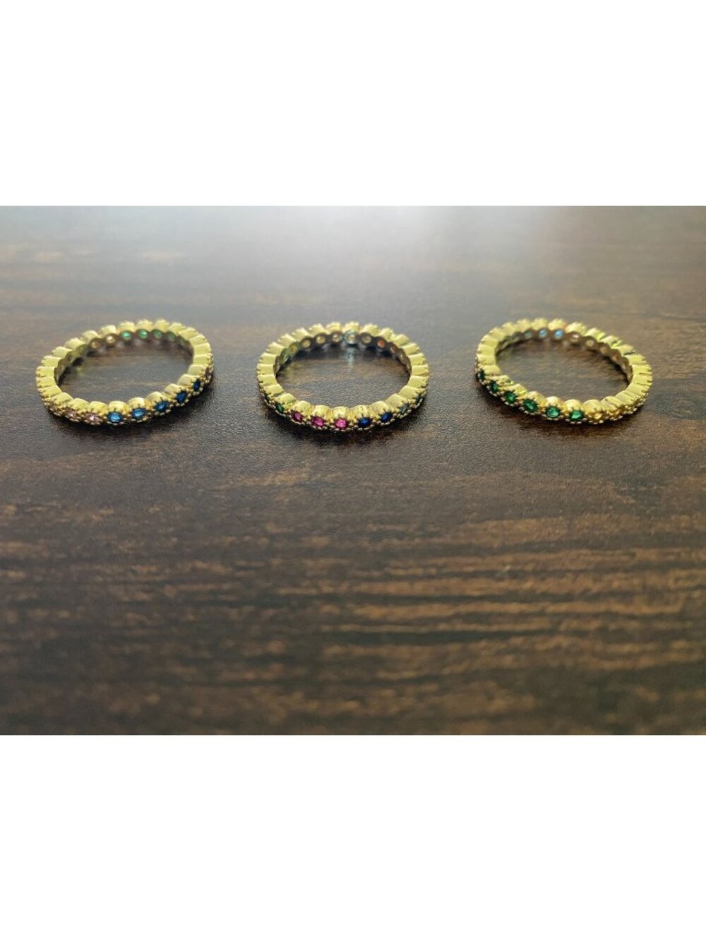 Gold Plated Eternity Ring With Multi-Color Cubic Zirconia Stones Size 10 Stackab